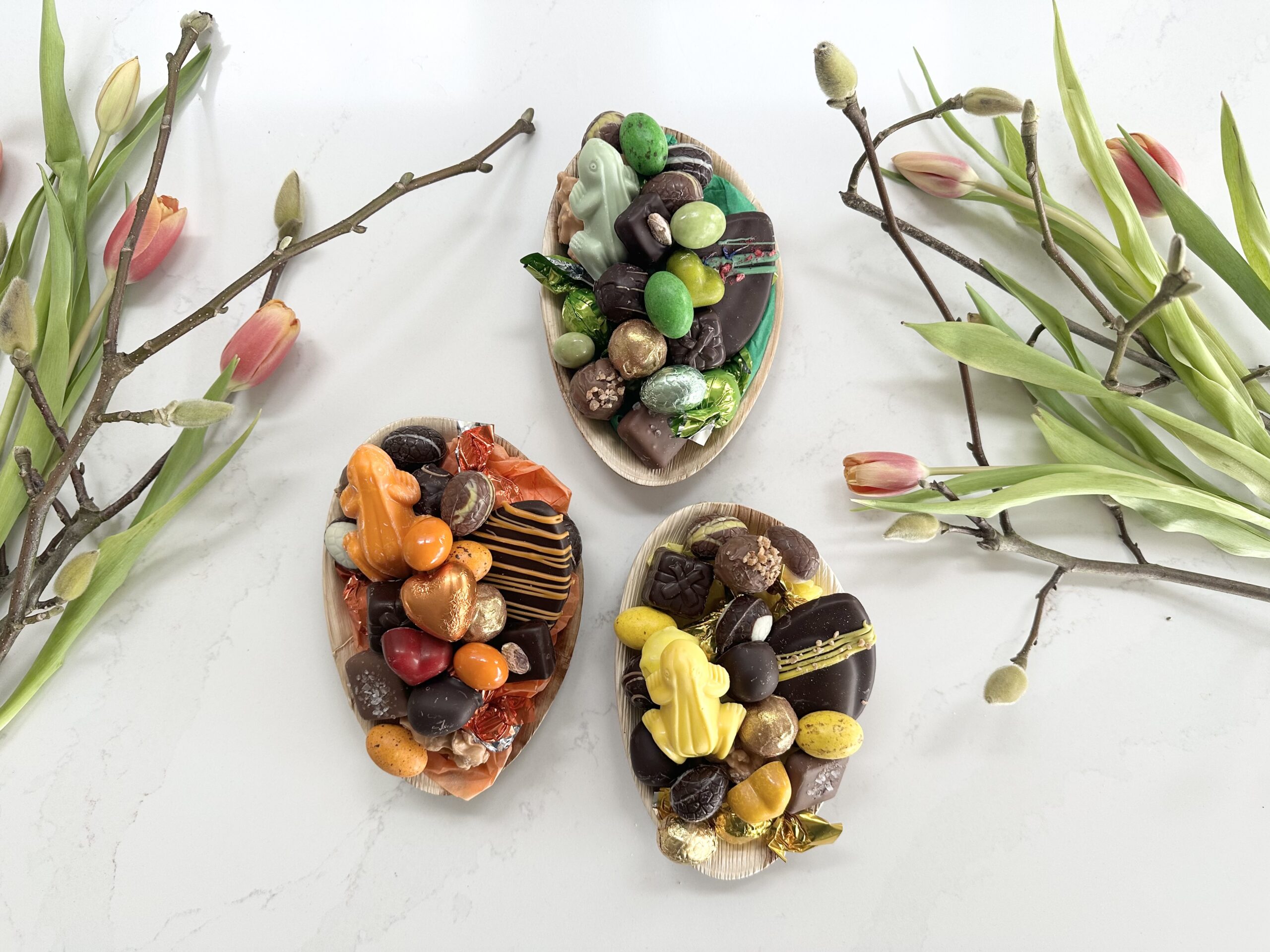 Påskeæg i bambus m. fyldt chokolade